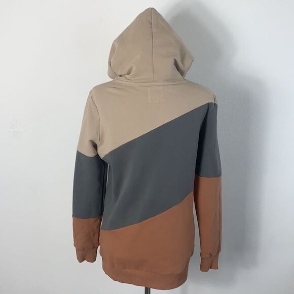 Ampersand Ave SingleHood Madrid Diagonal Colorblock Fleece Sweatshirt Hoodie S - Picture 9 of 11
